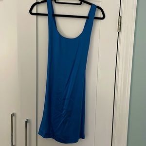 Never worn bright blue Laundry mini dress with rhinestone straps. Size 2.